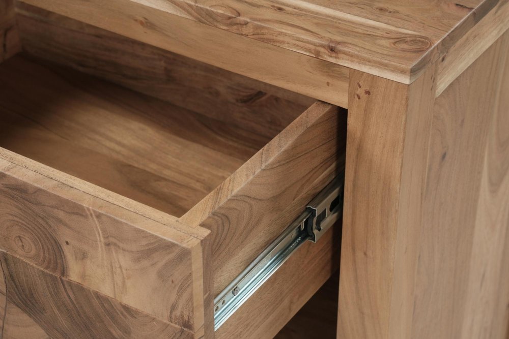 30" Natural Solid Wood Live Edge One Drawer Nightstand