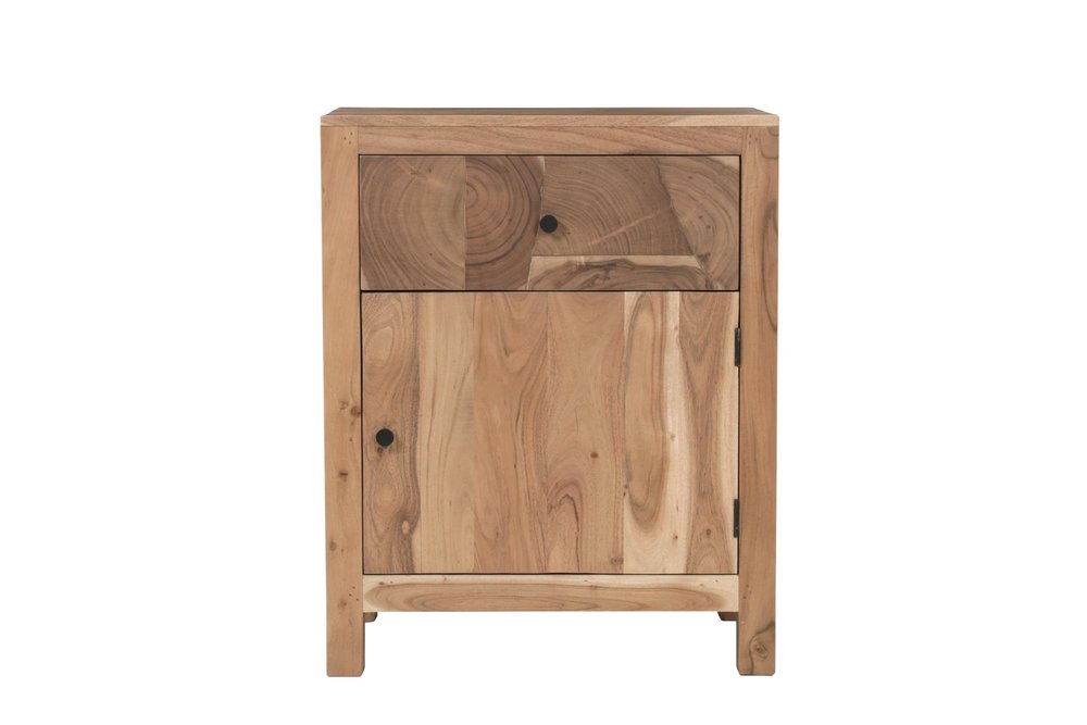 30" Natural Solid Wood Square One Drawer Nightstand