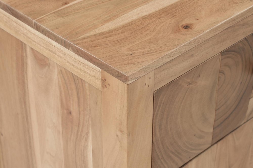 30" Natural Solid Wood Square One Drawer Nightstand