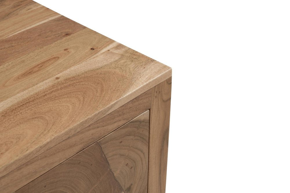 30" Natural Solid Wood Square One Drawer Nightstand