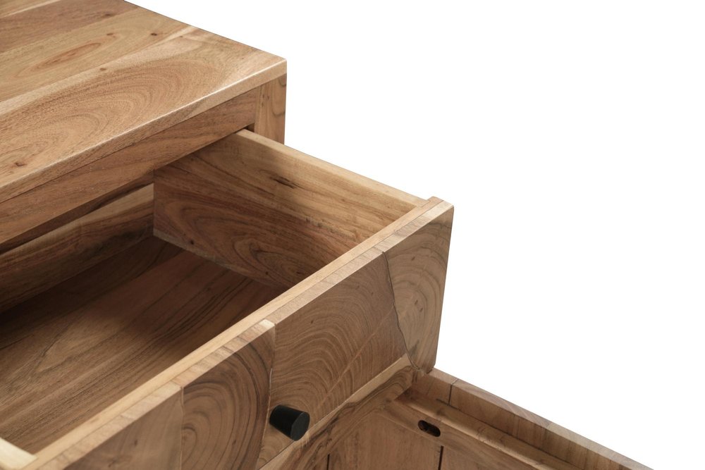 30" Natural Solid Wood Square One Drawer Nightstand