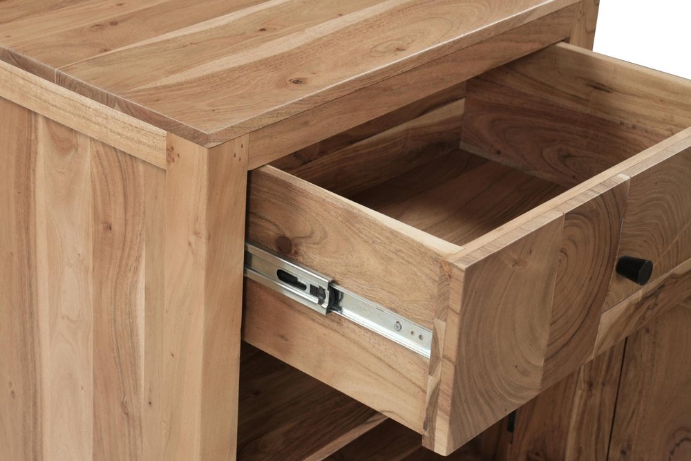 30" Natural Solid Wood Square One Drawer Nightstand