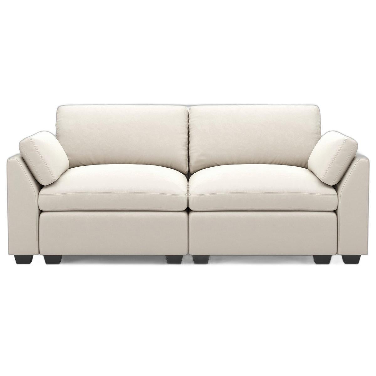 75" Beige and Black Velvet Modular Loveseat