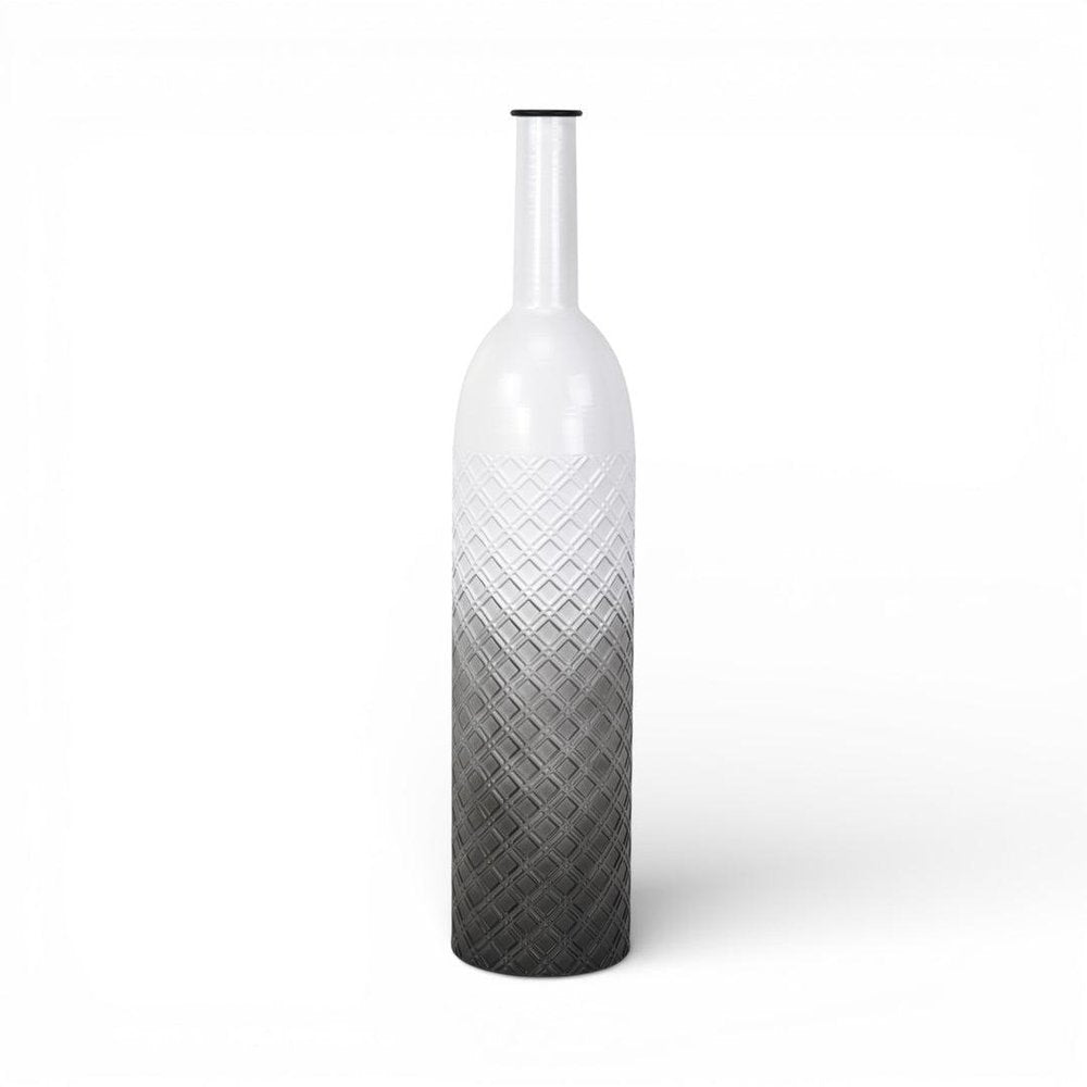 28" White And Gray Ombre Metal Cylinder Floor Vase