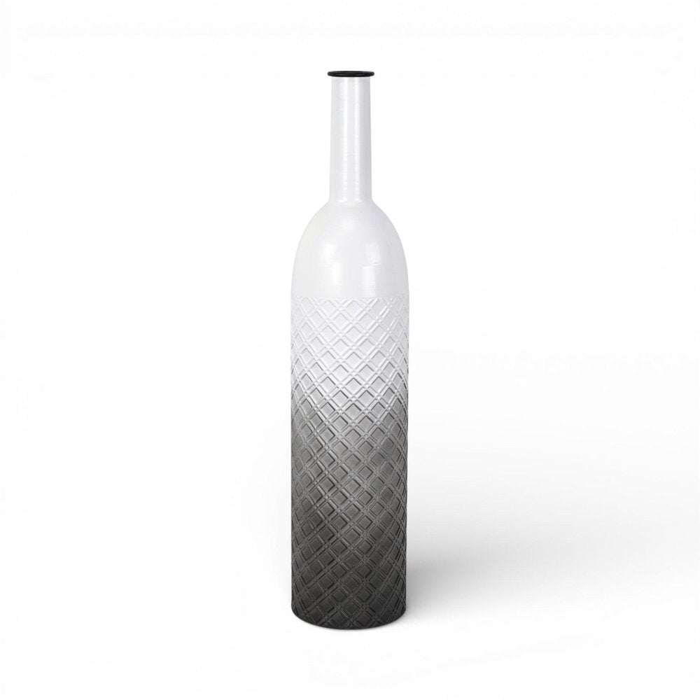 28" White And Gray Ombre Metal Cylinder Floor Vase