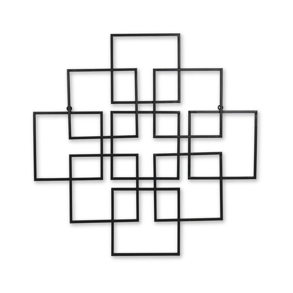 24" X 24" Black Metal Square Abstract Hanging Wall Decor