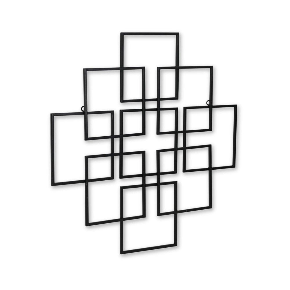 24" X 24" Black Metal Square Abstract Hanging Wall Decor