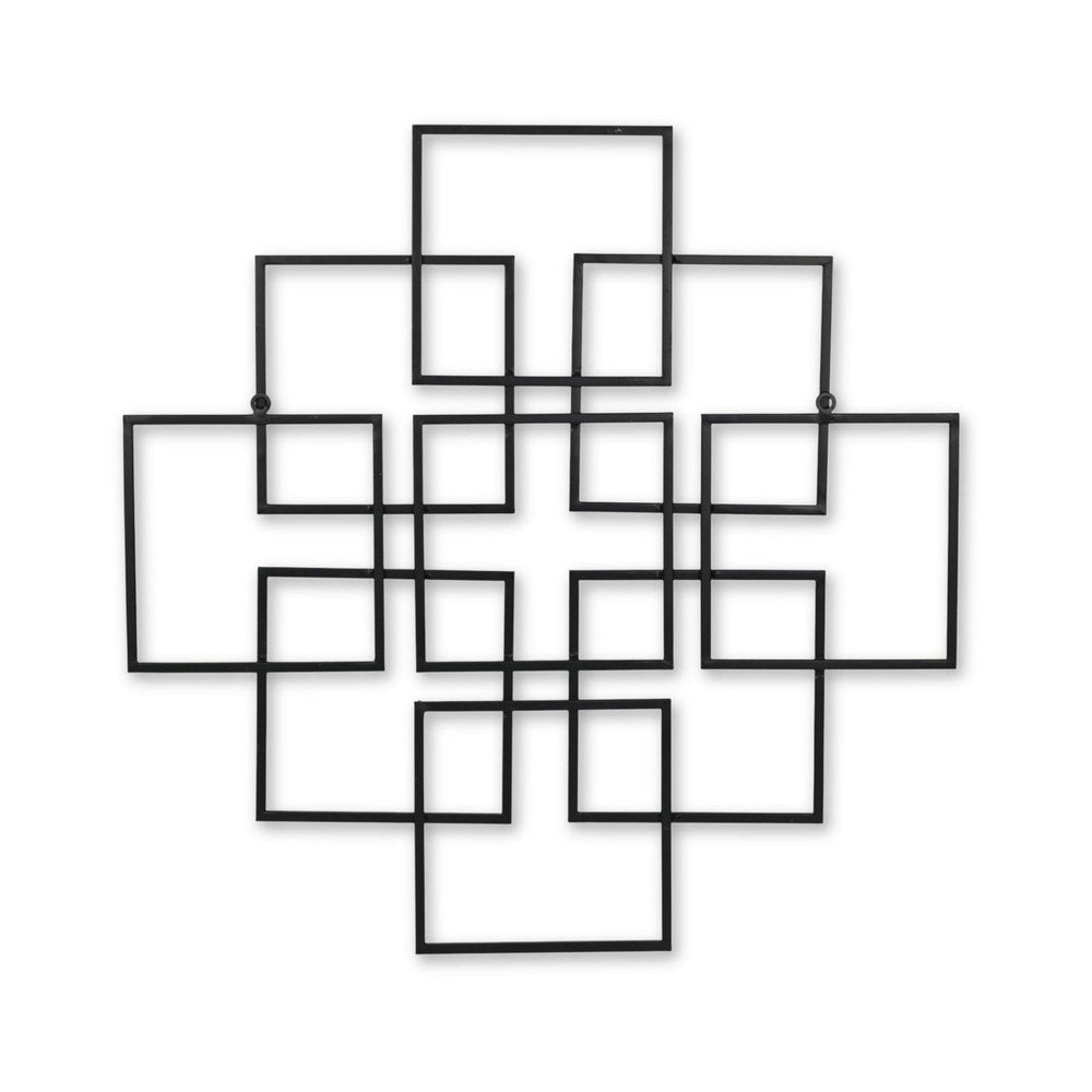 24" X 24" Black Metal Square Abstract Hanging Wall Decor