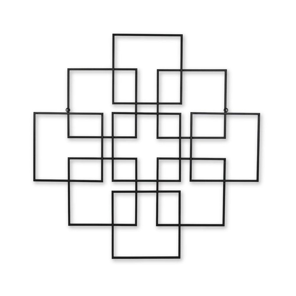 30" X 30" Black Metal Square Abstract Hanging Wall Decor