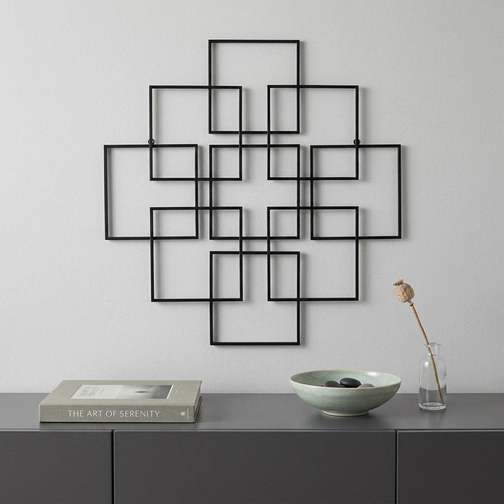 30" X 30" Black Metal Square Abstract Hanging Wall Decor