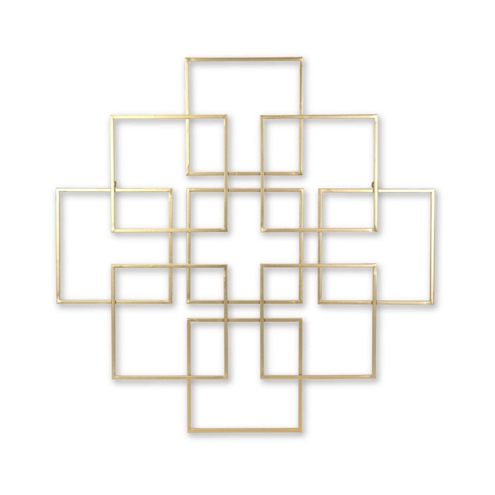 30" X 30" Gold Metal Square Abstract Hanging Wall Decor