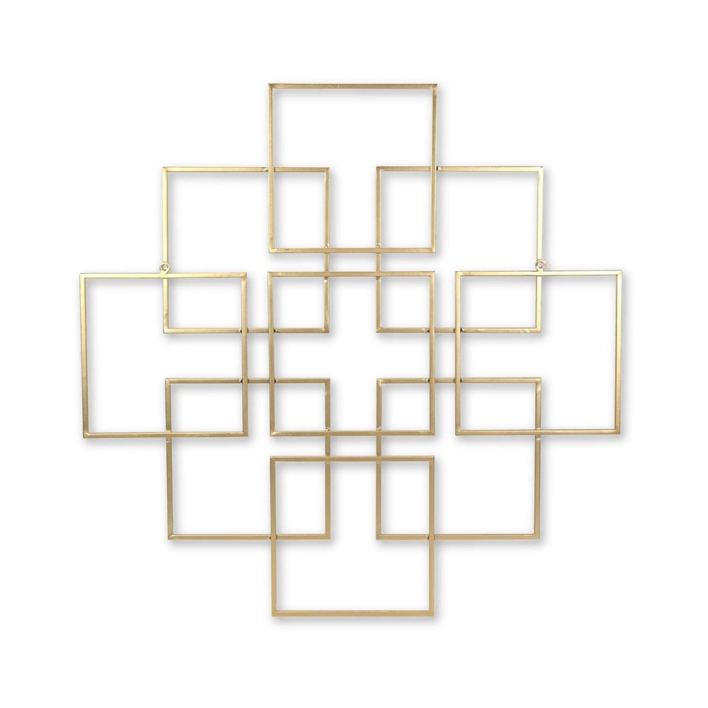 30" X 30" Gold Metal Square Abstract Hanging Wall Decor