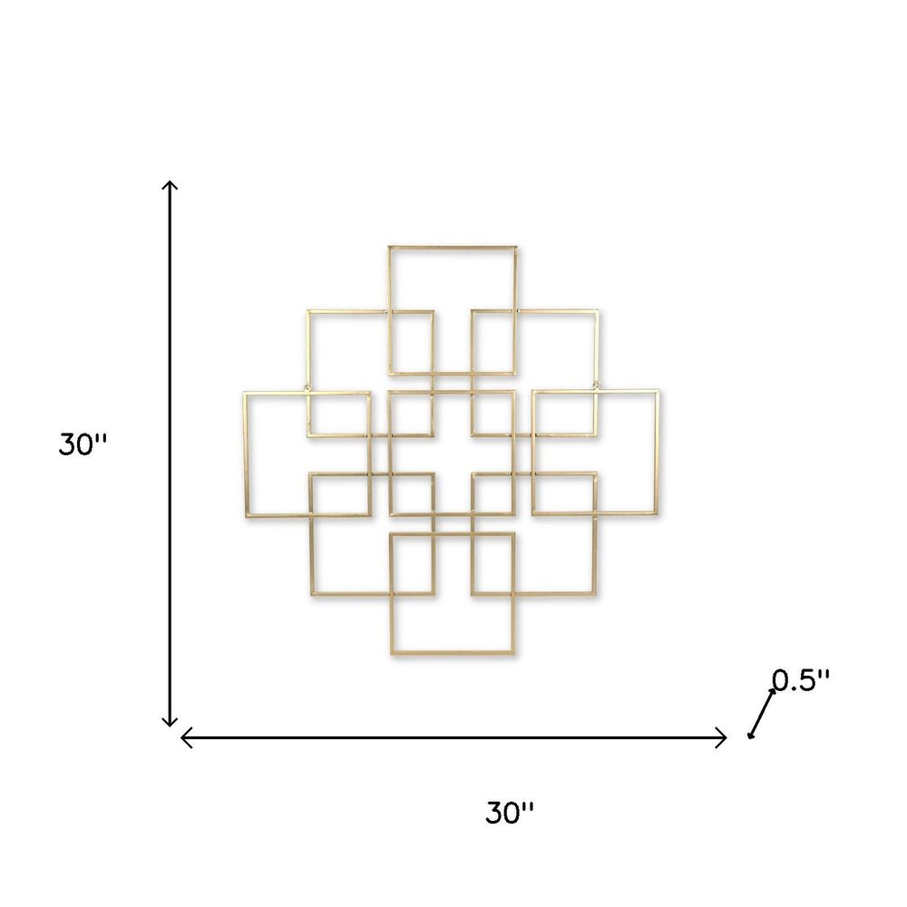 30" X 30" Gold Metal Square Abstract Hanging Wall Decor
