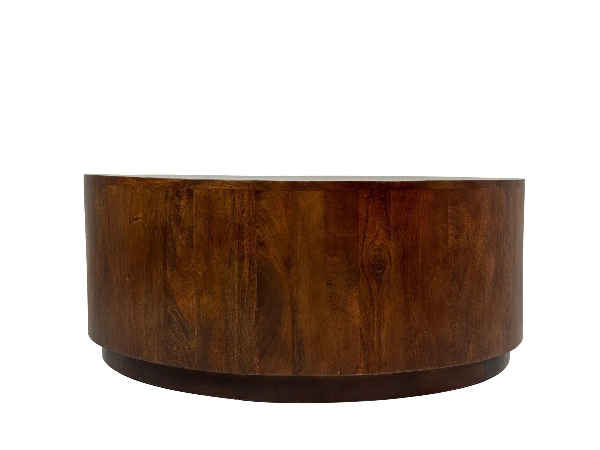 42" Chestnut Solid Wood Round Drum Coffee Table