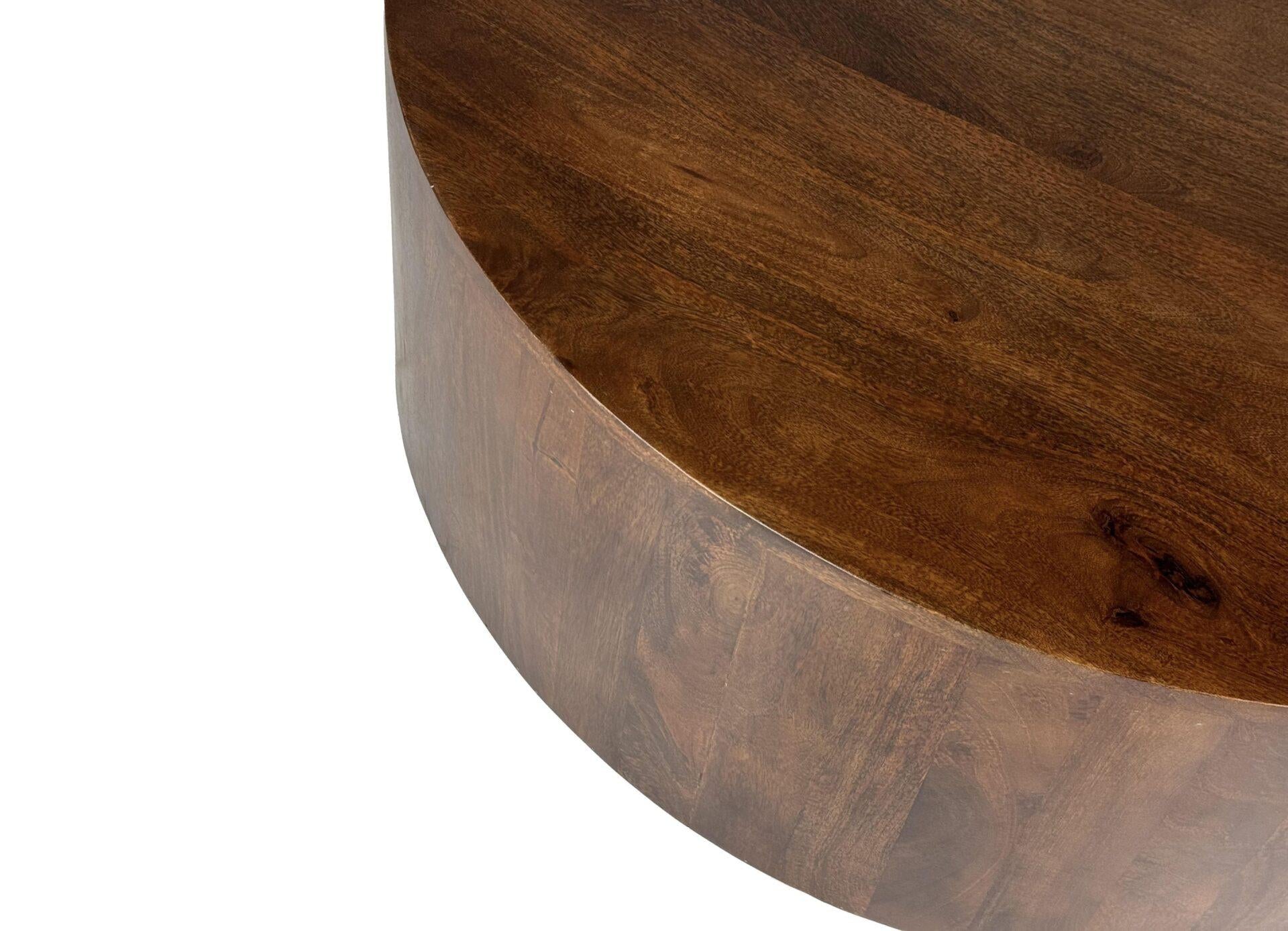 42" Chestnut Solid Wood Round Drum Coffee Table