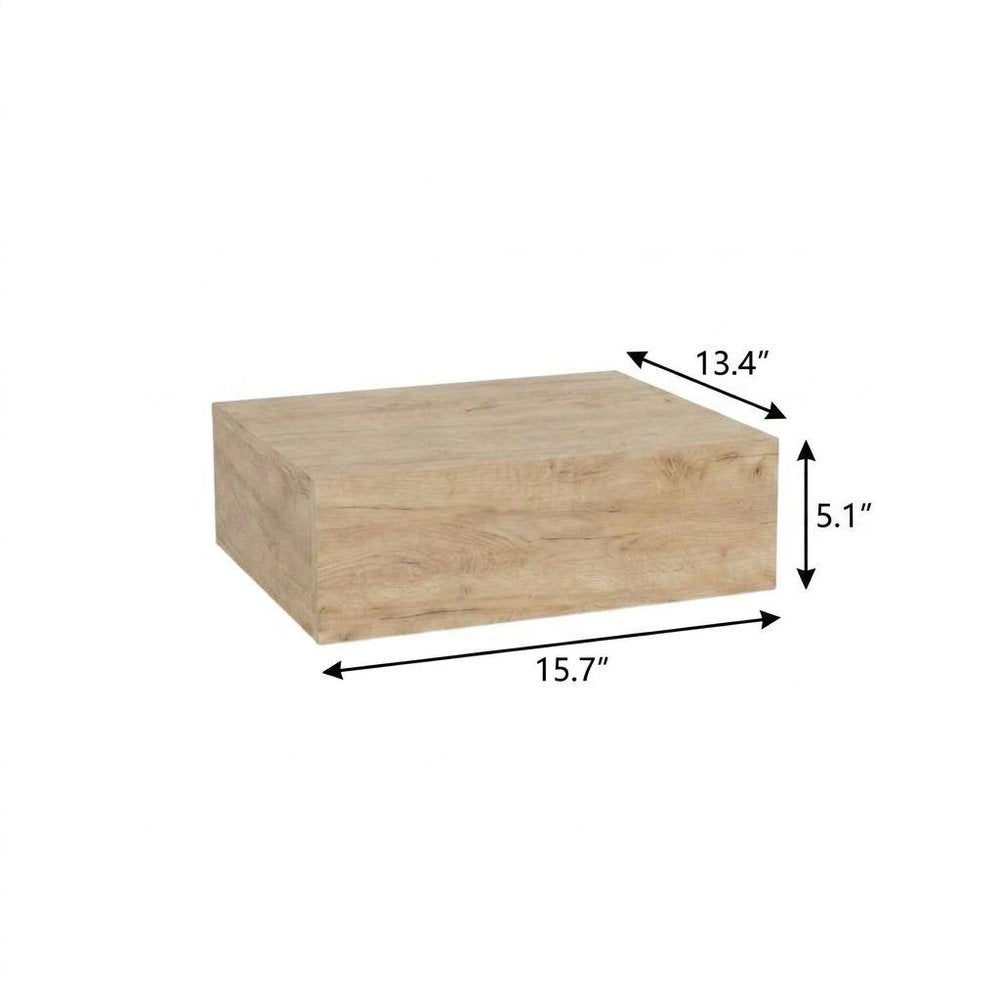 Set of Two 16" Oak Wood One Drawer Floating Nightstand