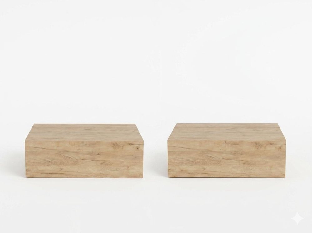 Set of Two 16" Oak Wood One Drawer Floating Nightstand