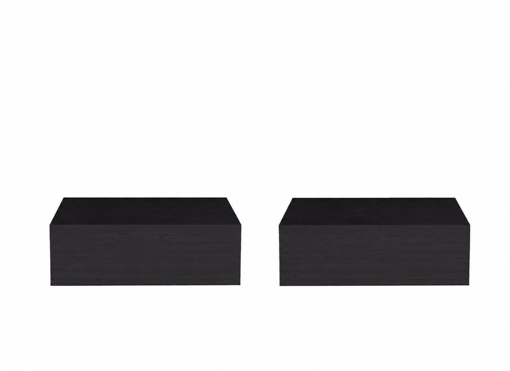 Set of Two 16" Oak Wood One Drawer Floating Nightstand