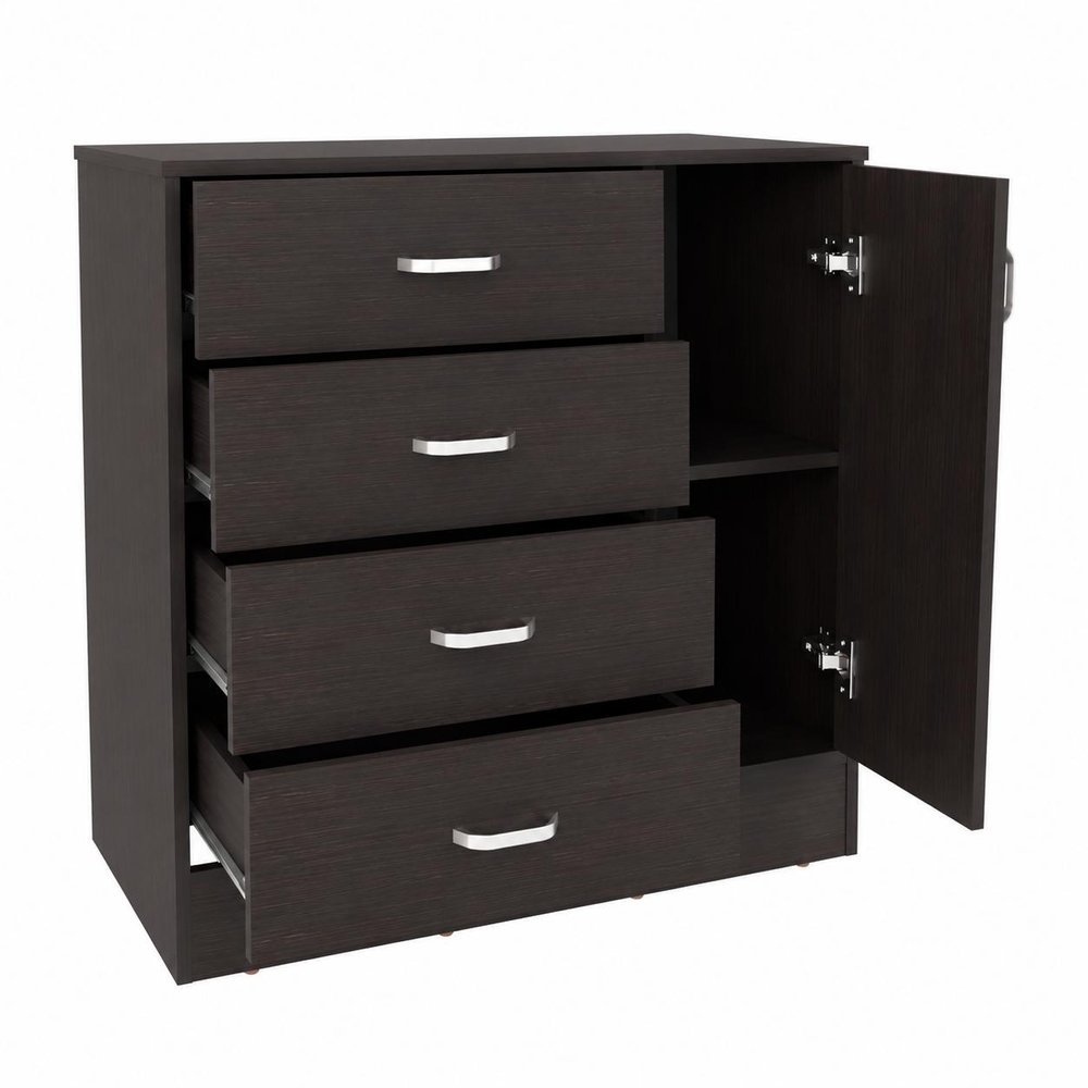 Set Of Two 31" Brown Wood Four Drawer Combo Dresser