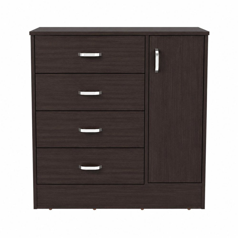 Set Of Two 31" Brown Wood Four Drawer Combo Dresser