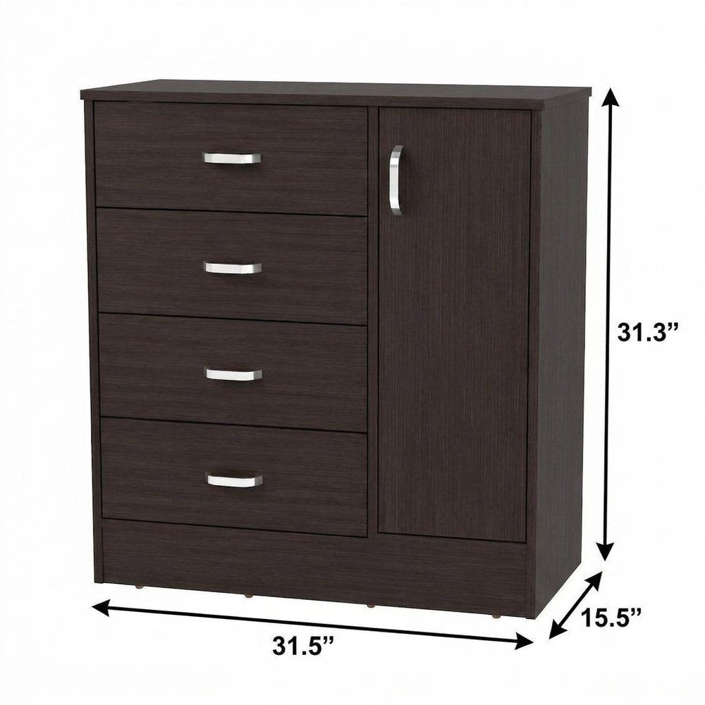 Set Of Two 31" Brown Wood Four Drawer Combo Dresser