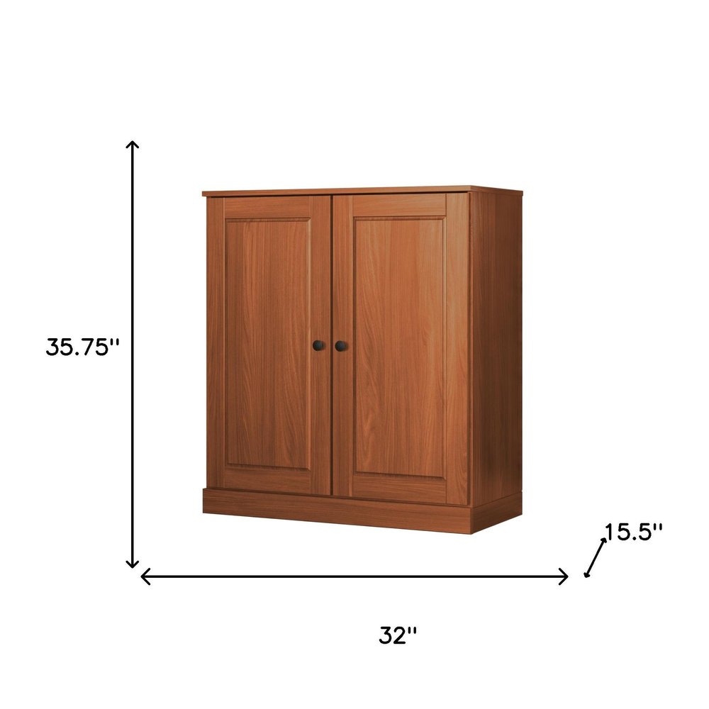 32" Coffee Solid Wood Accent Cabinet With Two Doors