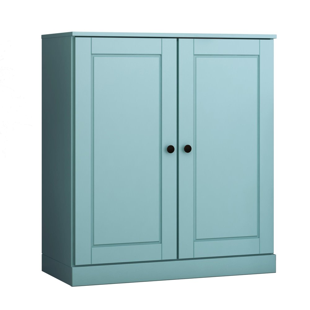 32" Aqua Solid Wood Accent Cabinet With Two Doors