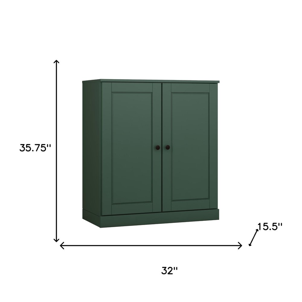 32" Green Solid Wood Accent Cabinet With Two Doors