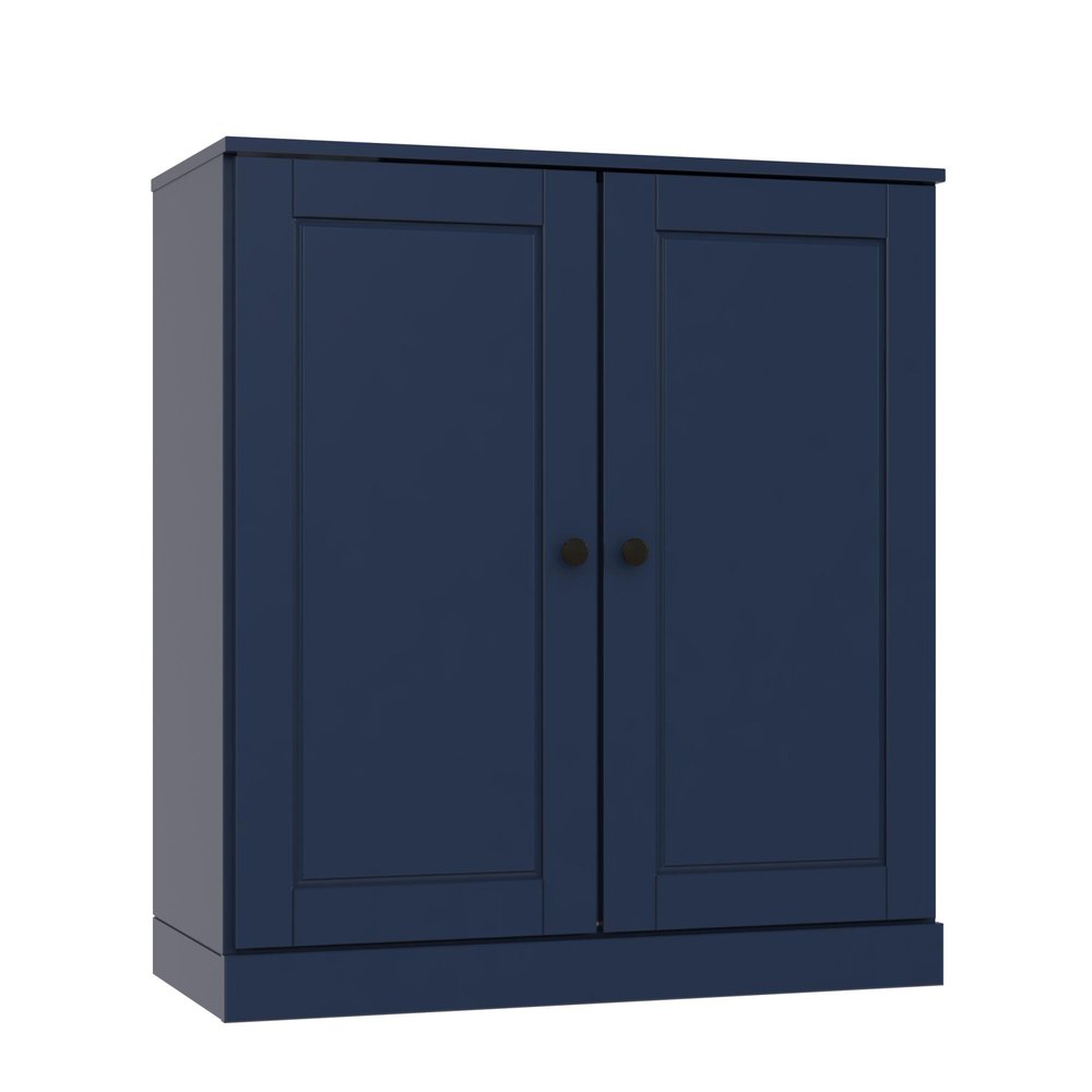 32" Navy Blue Solid Wood Accent Cabinet With Two Doors