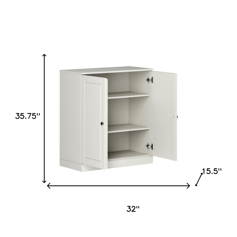 32" Off White Solid Wood Accent Cabinet With Two Doors