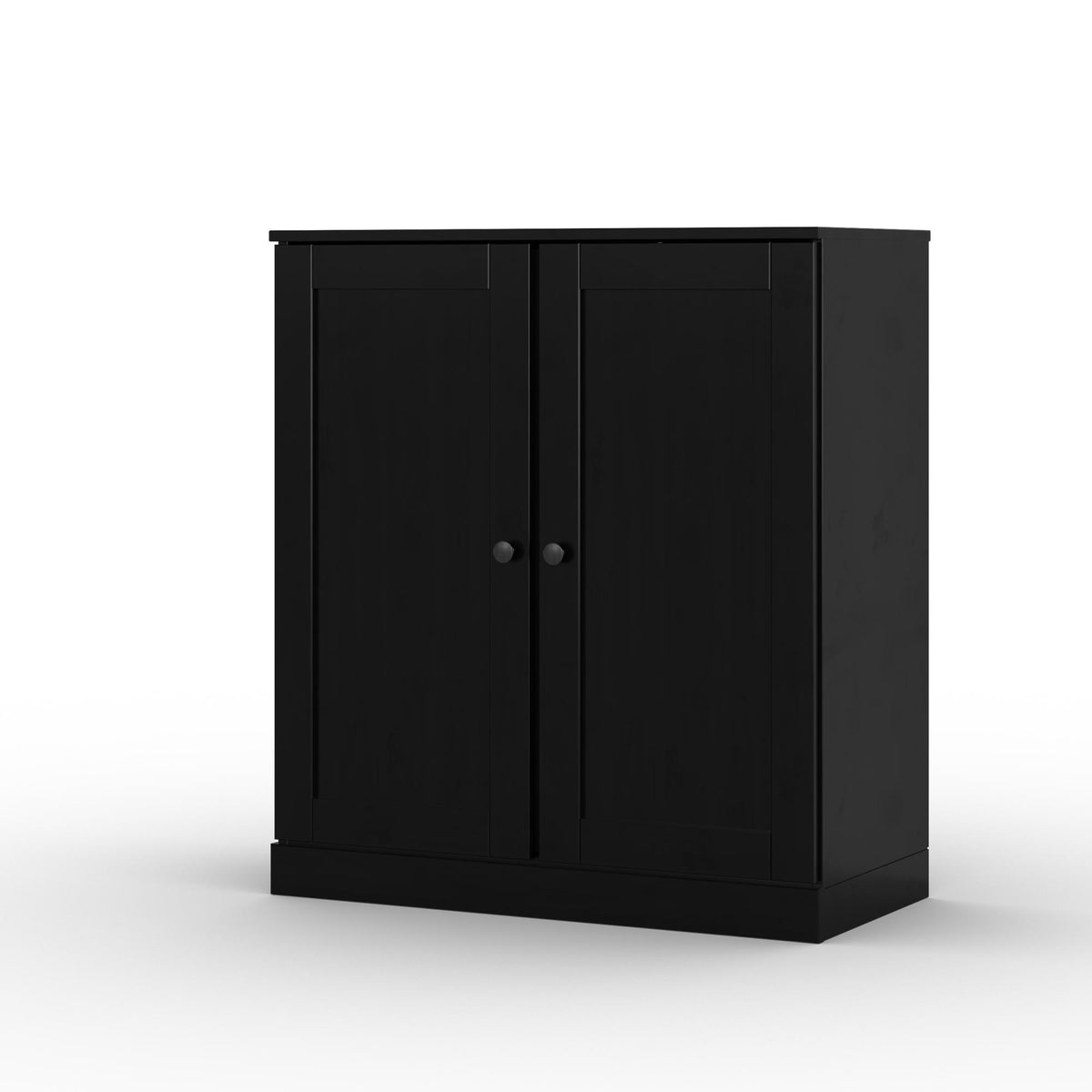 32" Black Solid Wood Shaker Style Double Door Linen Cabinet