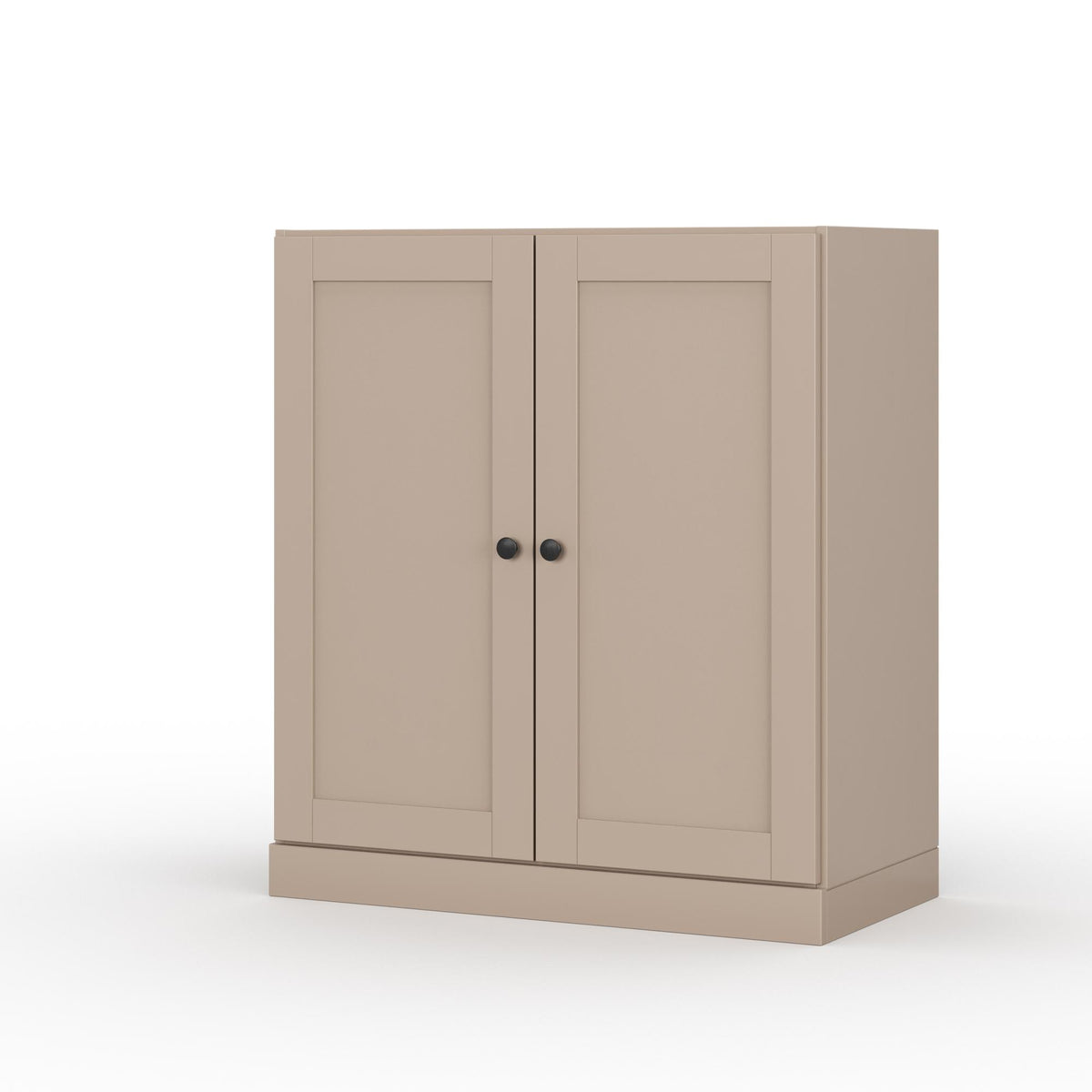 32" Beige Solid Wood Shaker Style Double Door Linen Cabinet