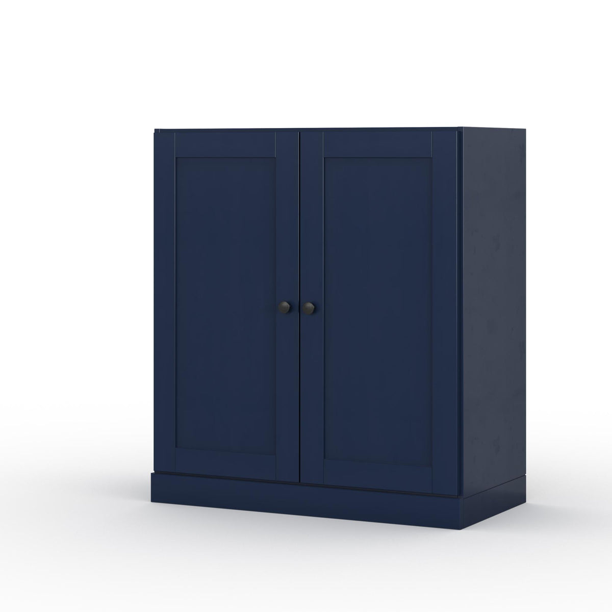 32" Navy Blue Solid Wood Shaker Style Double Door Linen Cabinet