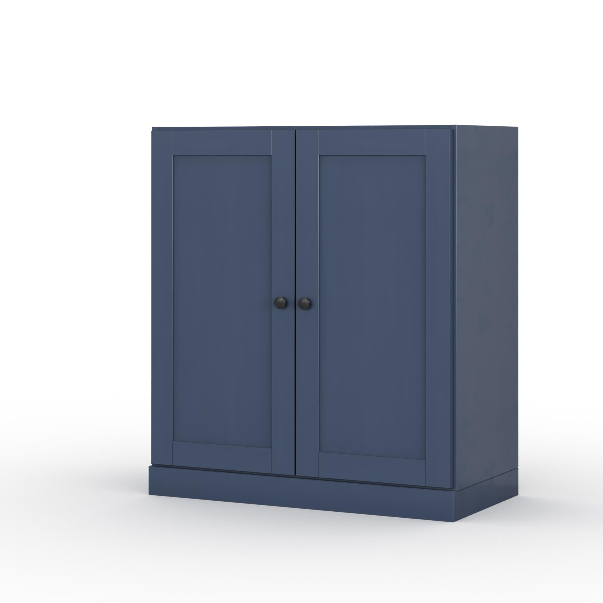 32" French Blue Solid Wood Shaker Style Double Door Linen Cabinet