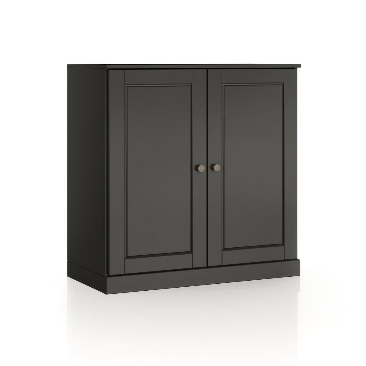 32" Black Solid Wood Raised Panel Double Door Linen Cabinet