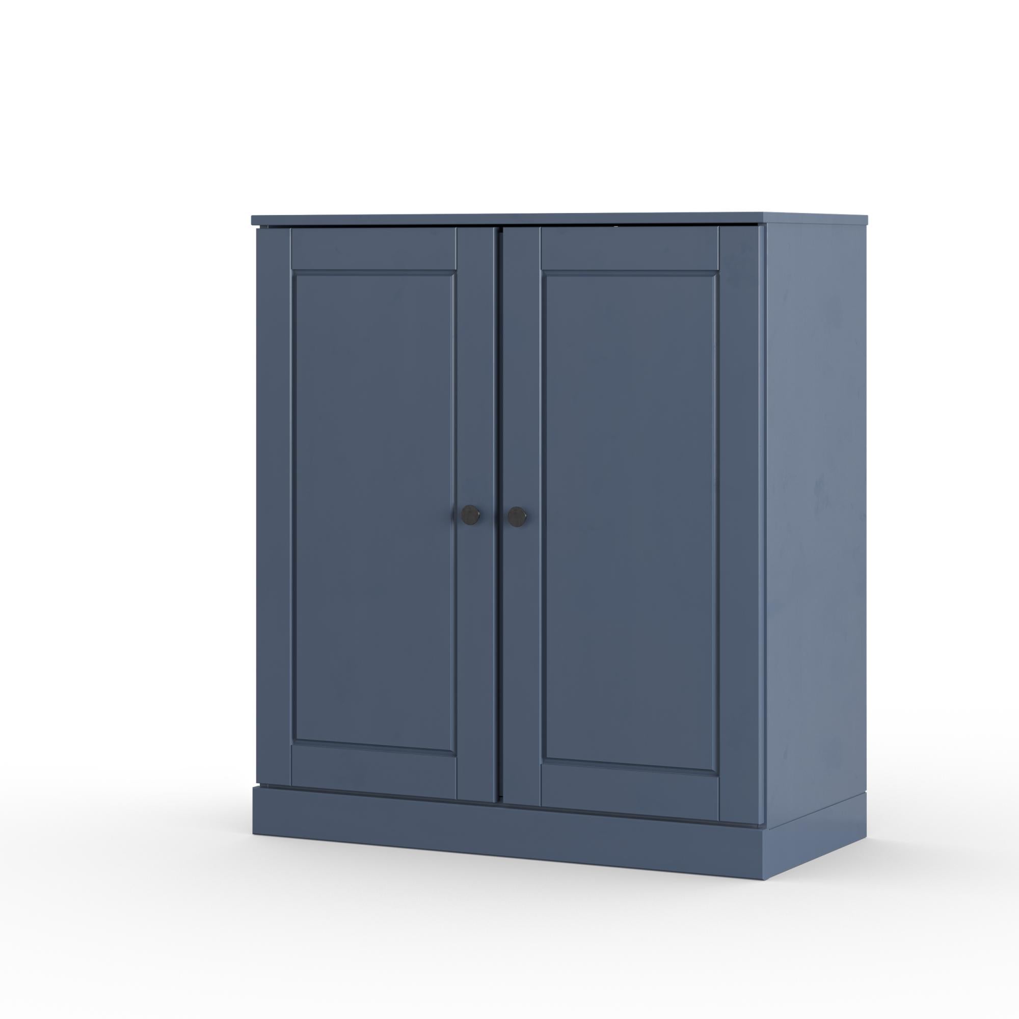 32" French Blue Solid Wood Raised Panel Double Door Linen Cabinet