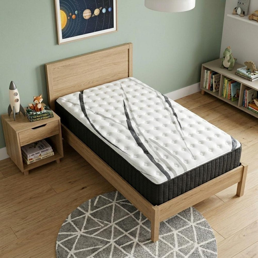 14" Graphite And Titanium Infused Twin Gel Memory Foam Firm Hybrid Mattress
