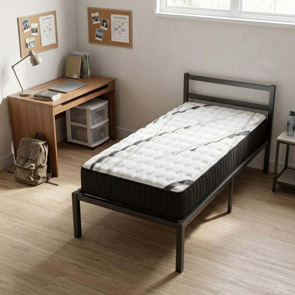14" Graphite And Titanium Infused Twin Gel Memory Foam Firm Hybrid Mattress
