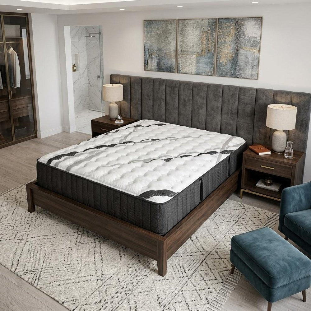 14" Graphite And Titanium Infused Twin Gel Memory Foam Firm Hybrid Mattress