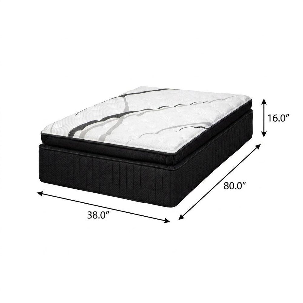 16" Graphite And Titanium Infused Twin Gel Memory Foam Ultra plush Hybrid Mattress