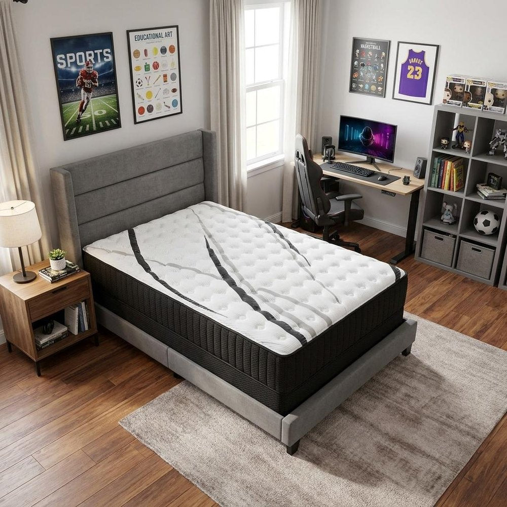 14" Graphite And Titanium Infused Twin Gel Memory Foam Medium Hybrid Mattress