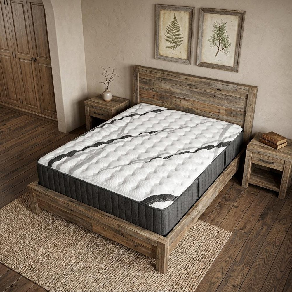 14" Graphite And Titanium Infused Twin Gel Memory Foam Medium Hybrid Mattress