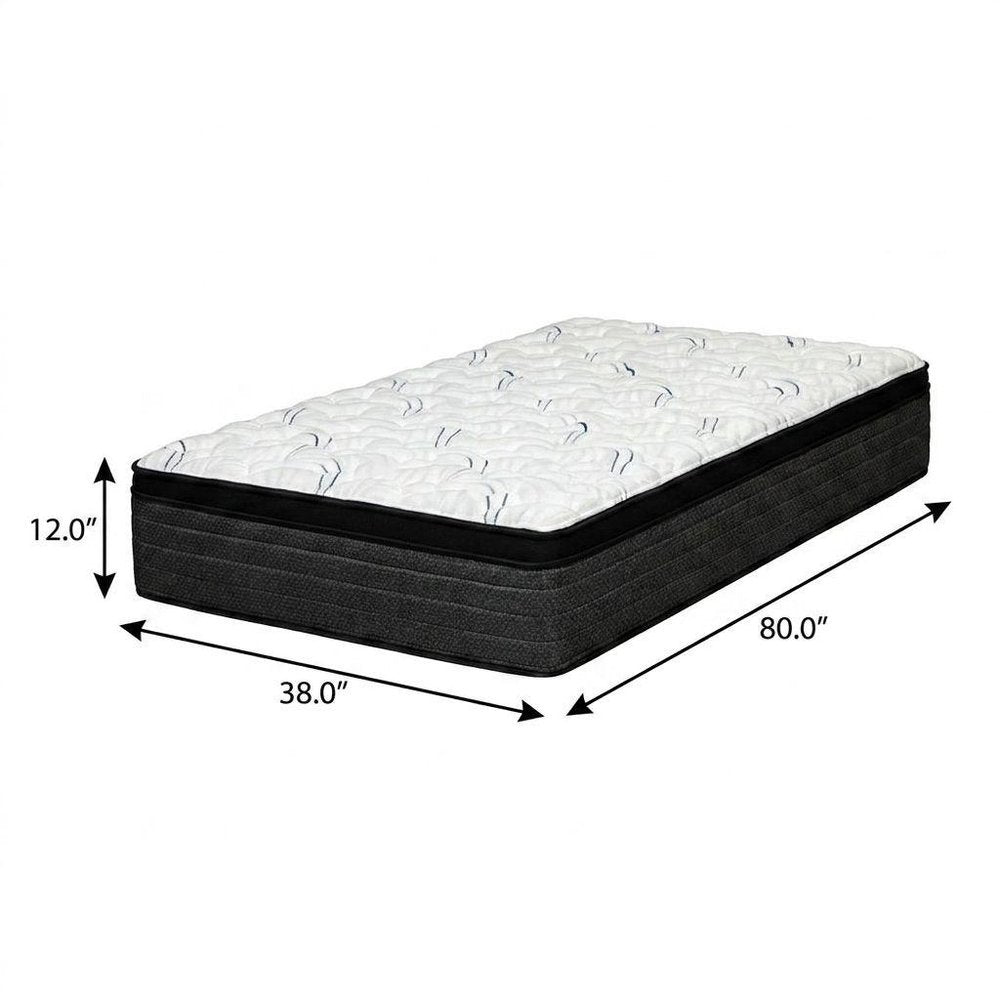 12" Twin Foam Plush Euro Top Hybrid Mattress