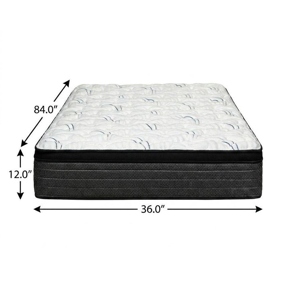 12" Twin Foam Plush Euro Top Hybrid Mattress