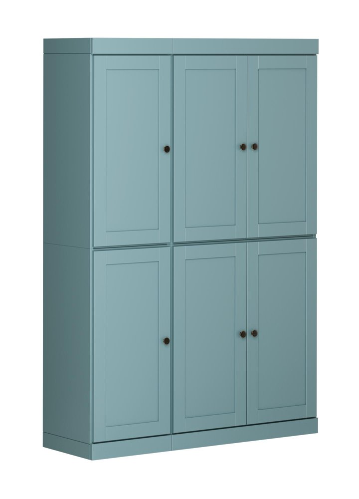 72" Aqua Solid Wood 8 Pantry Or Storage Closet