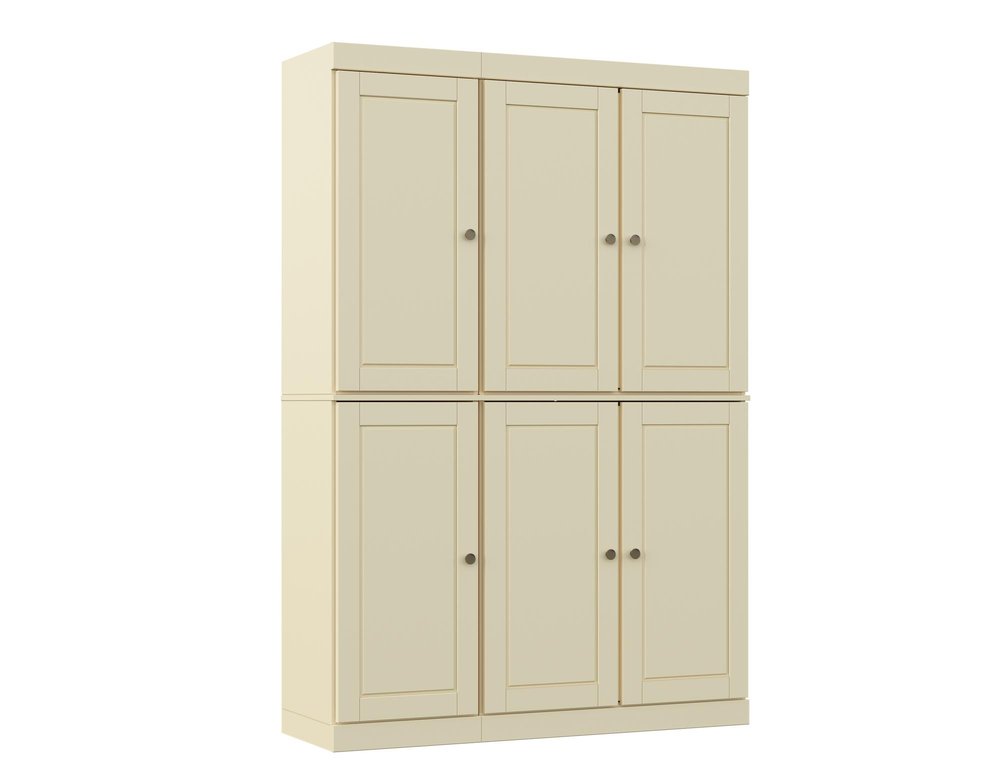 72" Yellow Solid Wood 8 Pantry Or Storage Closet