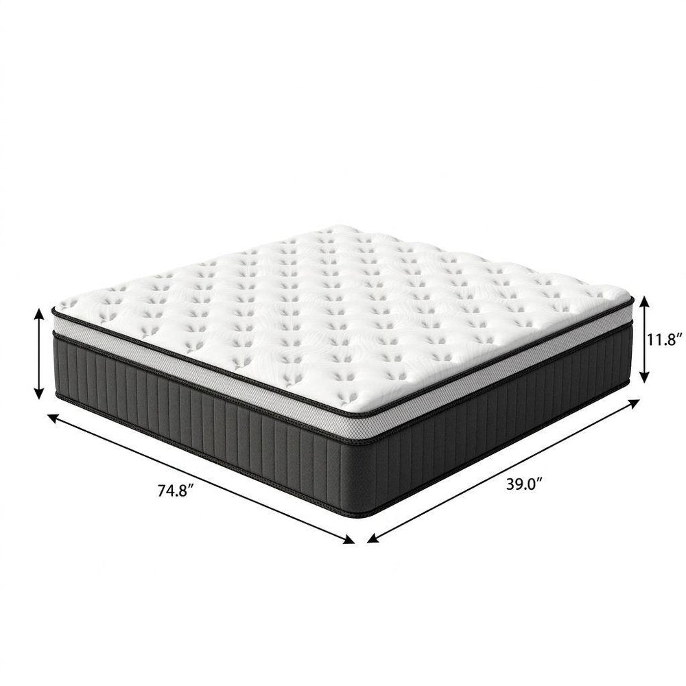 12" Queen Memory Foam Medium Euro Top Hybrid Mattress