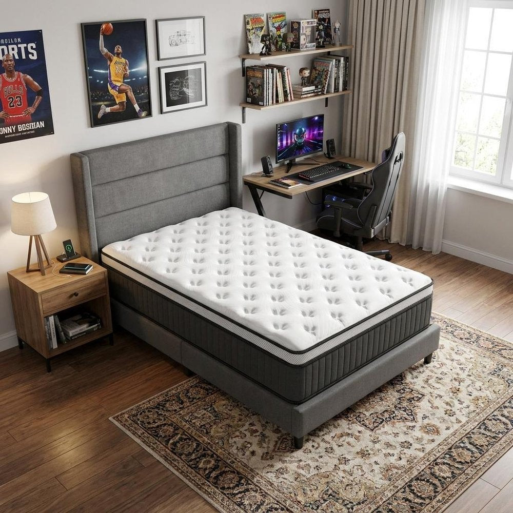 12" Queen Memory Foam Medium Euro Top Hybrid Mattress