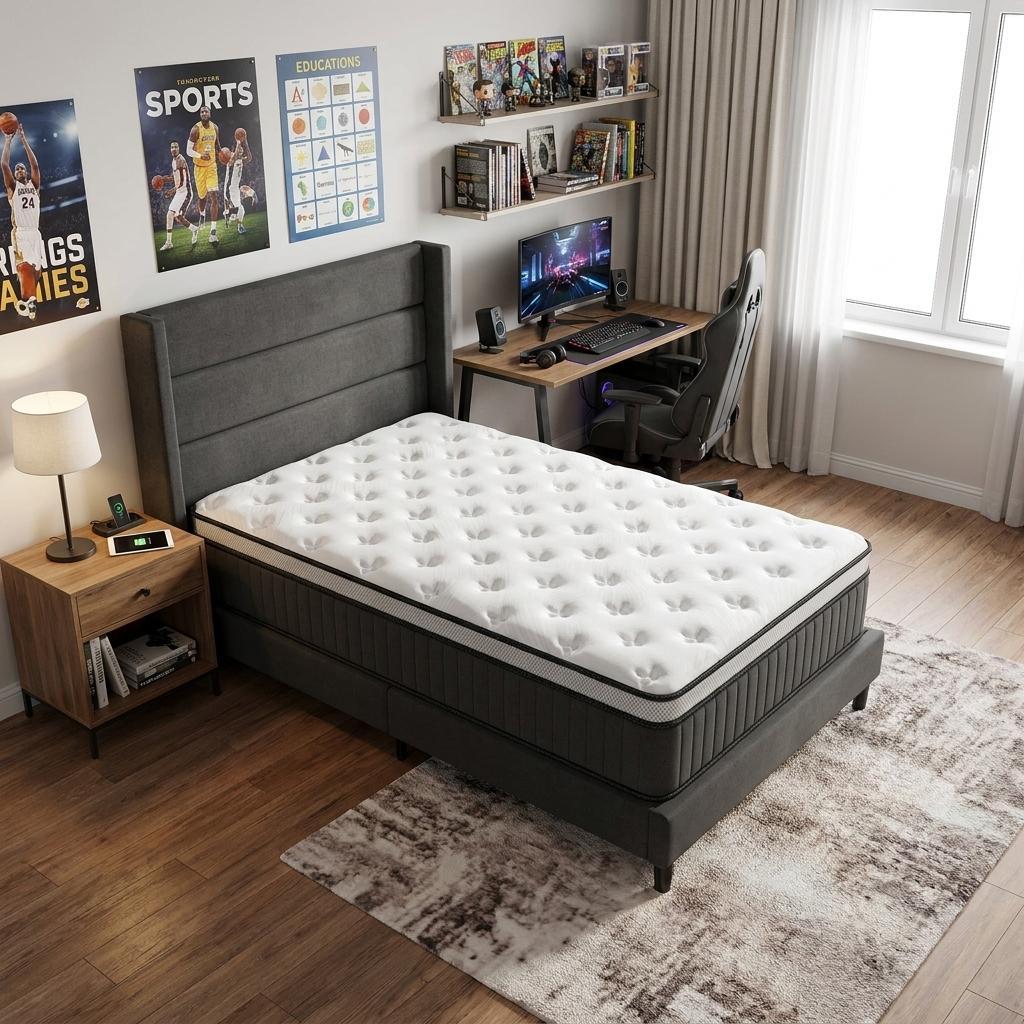 14" Twin Memory Foam Medium Euro Top Hybrid Mattress