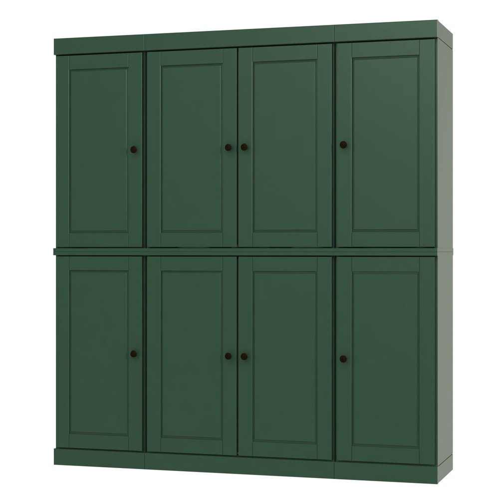 72" Green Solid Wood 8 Pantry Or Storage Closet